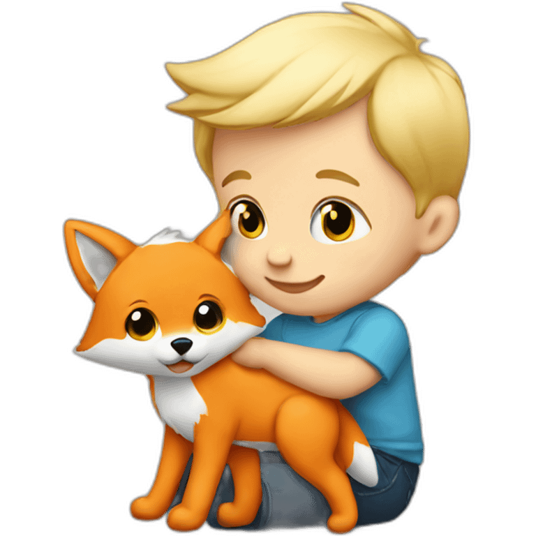 Blond Baby boy with fox plush emoji