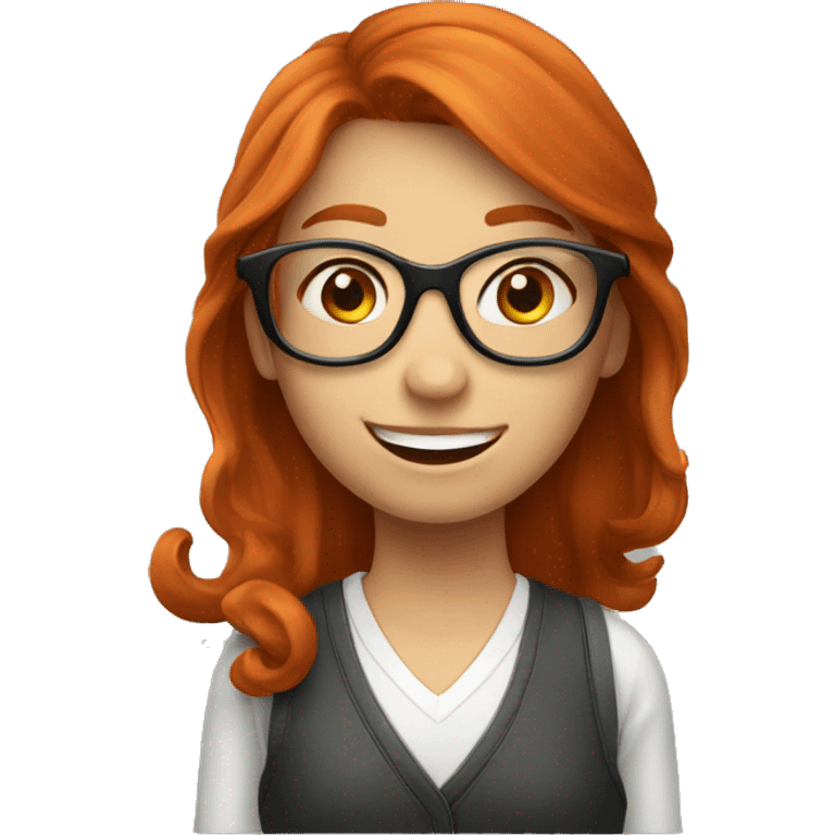 redheaded girl with glasses waving hi emoji