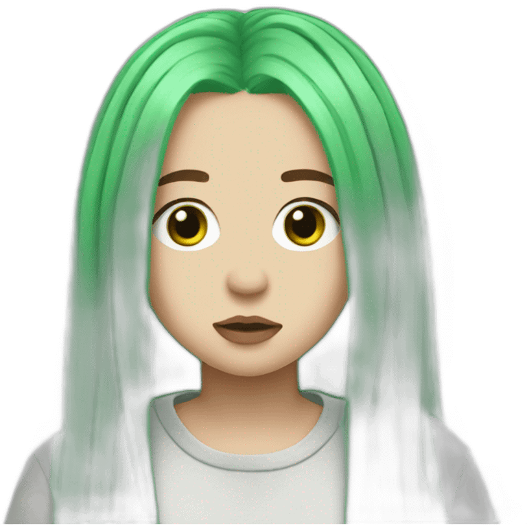 Billie eilish with green ahair emoji