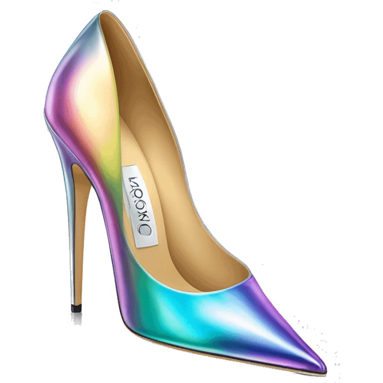 Realistic isolated top view of a pair of iridescent jimmy Choo stiletto high heel shoes. emoji