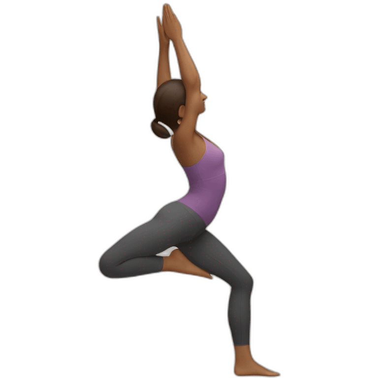 Yoga pose standing on one leg with other in air in a binding emoji