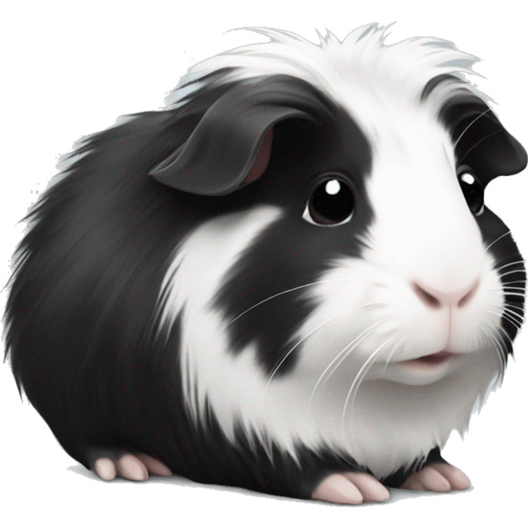 Long haired black and white guinea pig baby emoji