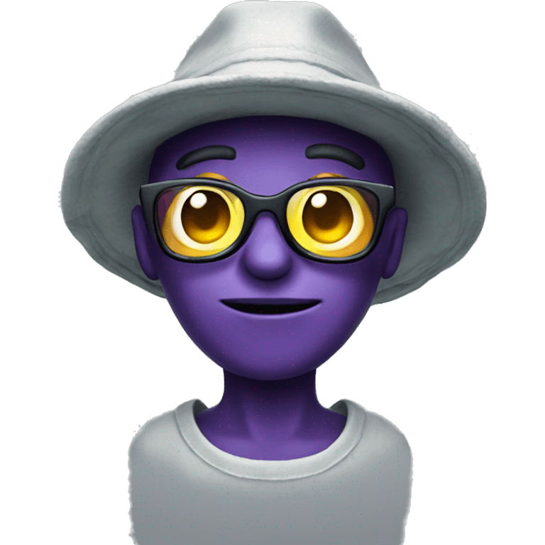 Alien with glasses and bucket hat emoji