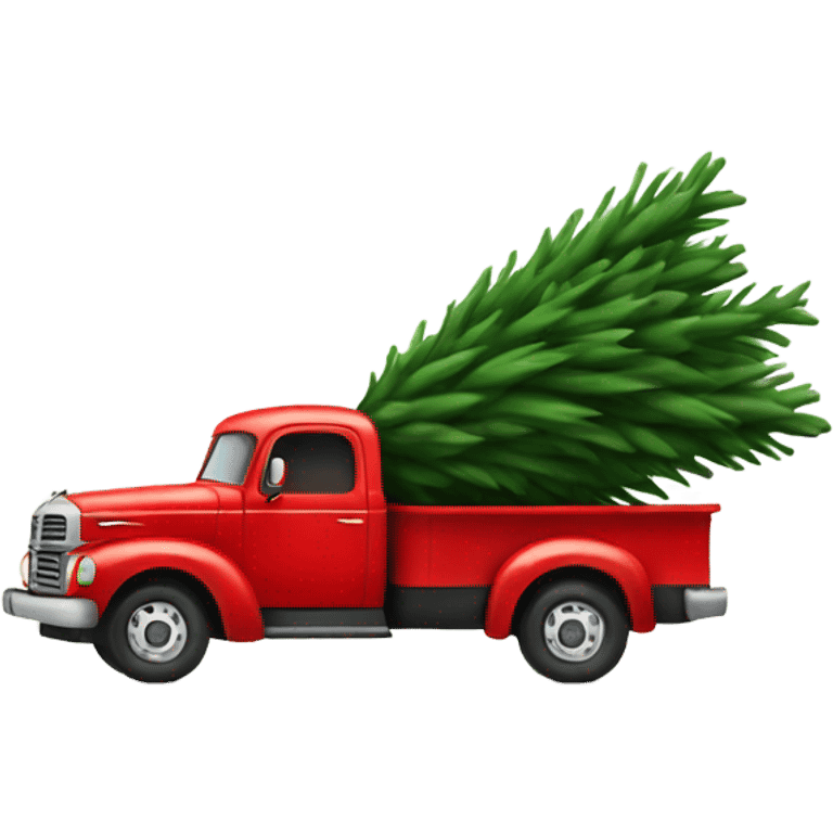 Christmas tree hauling a red truck emoji