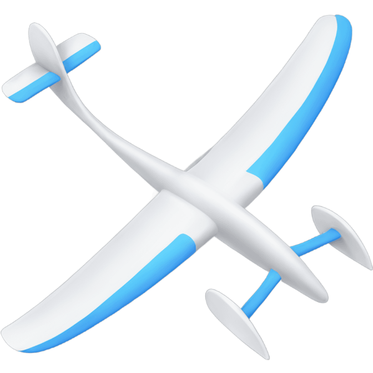 Glider with long thin wings, no wheels and a t-tail emoji