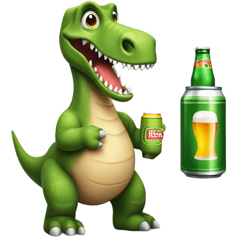 Dino drinking a beer emoji