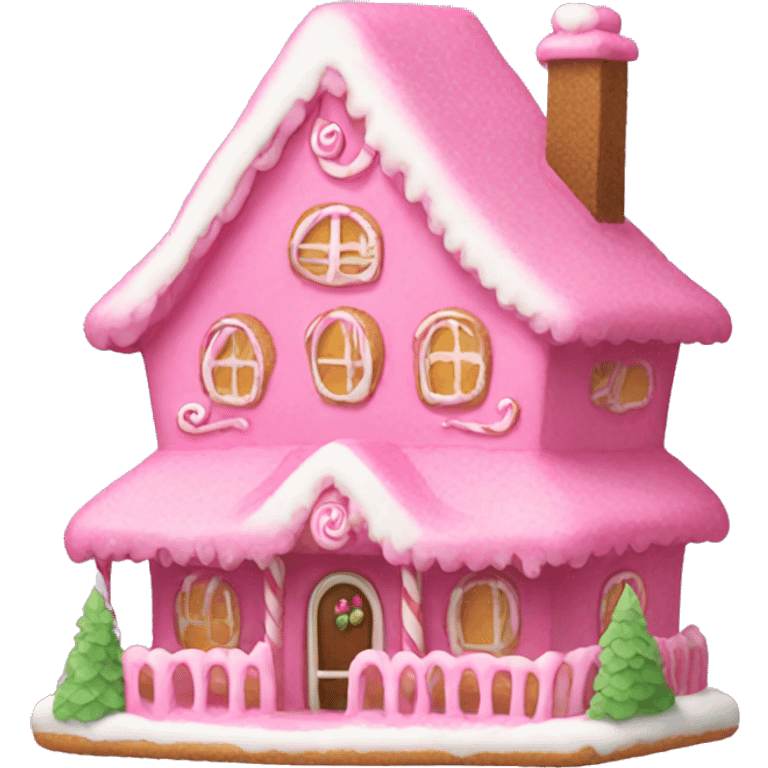 Pink gingerbread house emoji