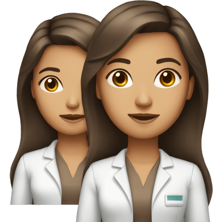 Woman pharmaceutical scientist with brown hair brown eyes and tan skin no glasses long straight hair  emoji