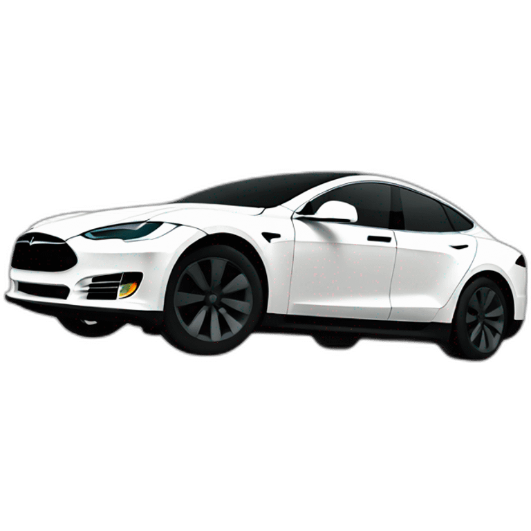 a white Tesla car emoji