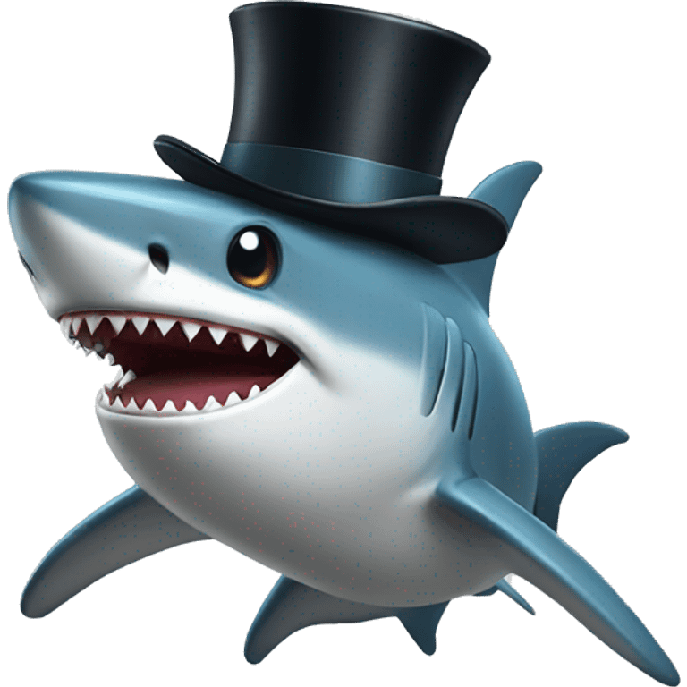 Shark with a top hat emoji