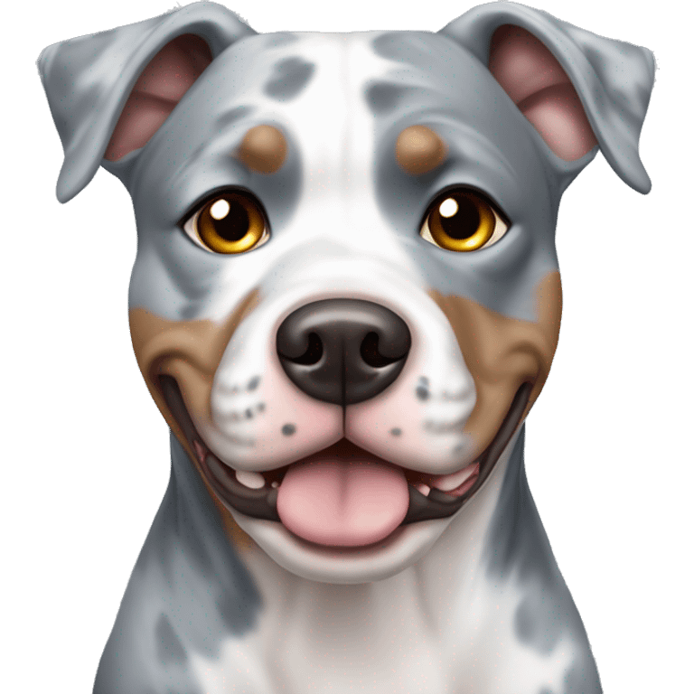 Blue Merle pitbull with one brown eye and one blue emoji