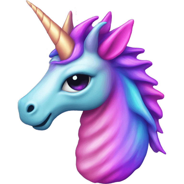 oilslick dragon unicorn horn purple pink rainbow  emoji