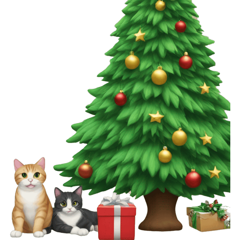 Christmas tree with cats emoji