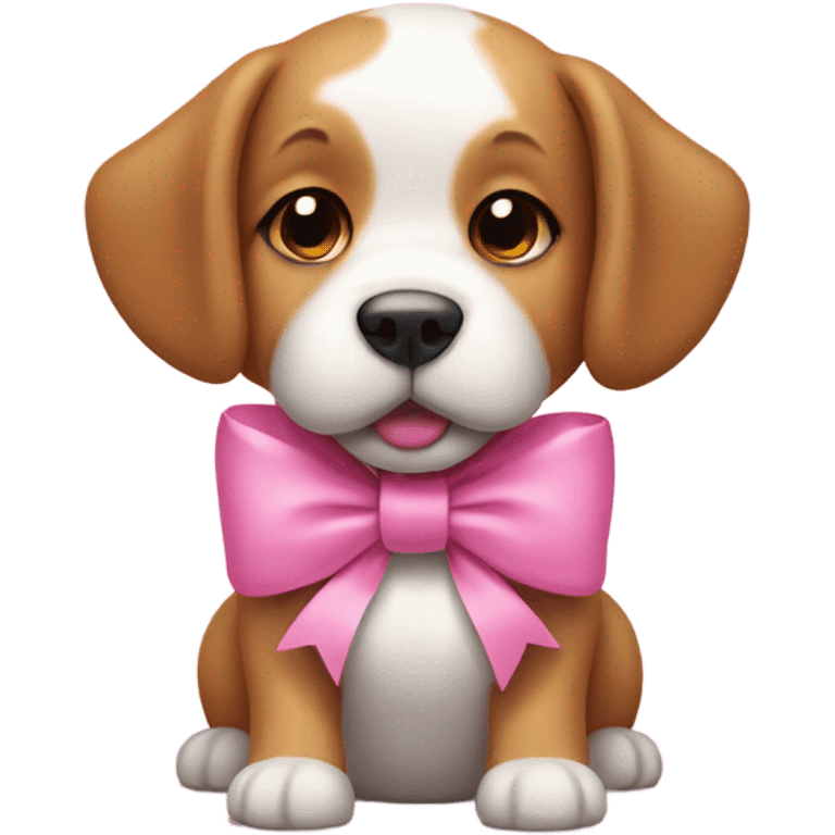 Cute dog with a pink bow on its head emoji