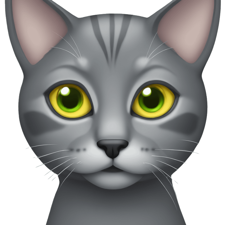 Grey cat with green/yellow eyes emoji