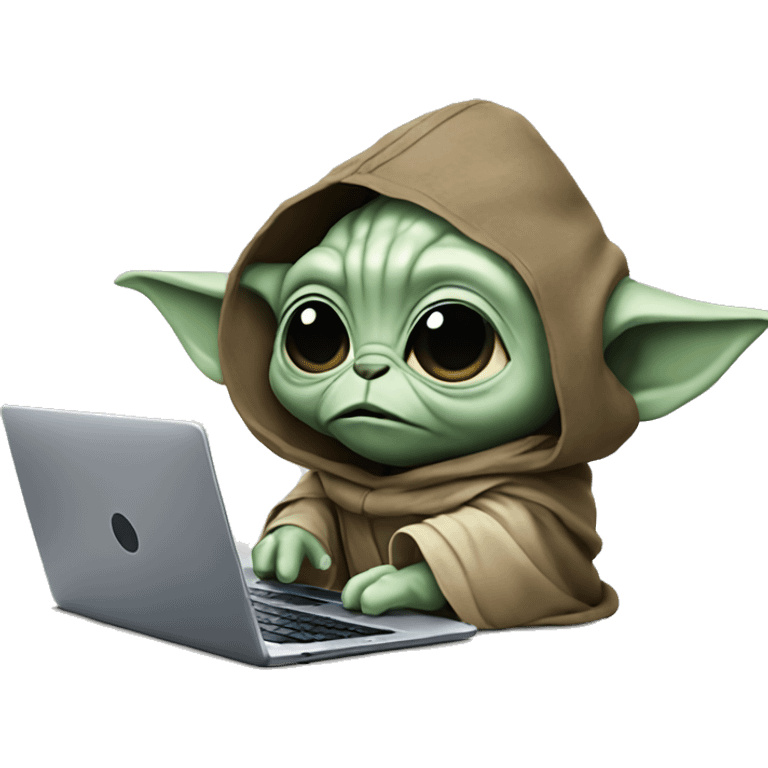 Grogu from Star Wars with a laptop emoji