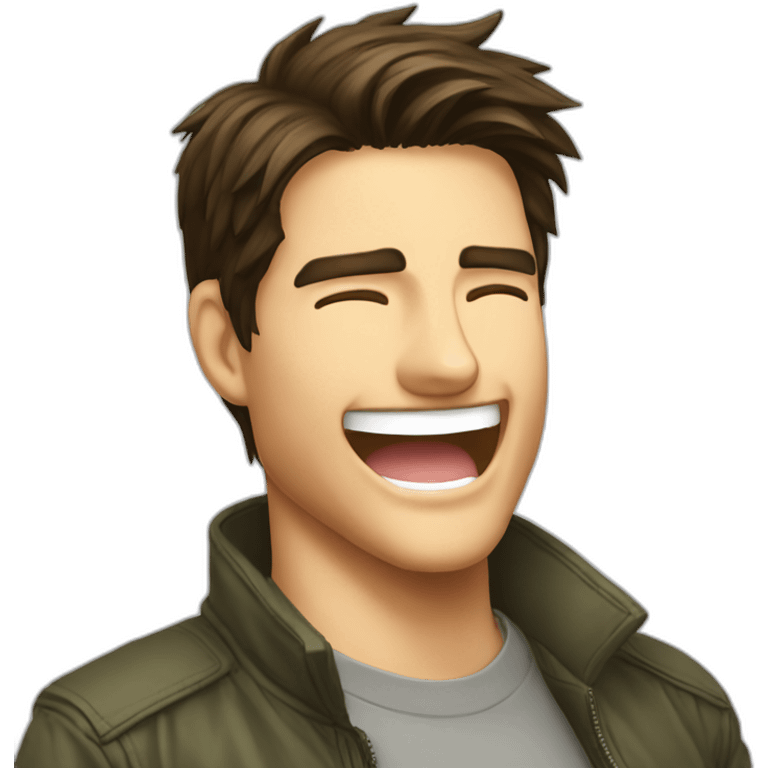 Tom Cruise laughing anime emoji