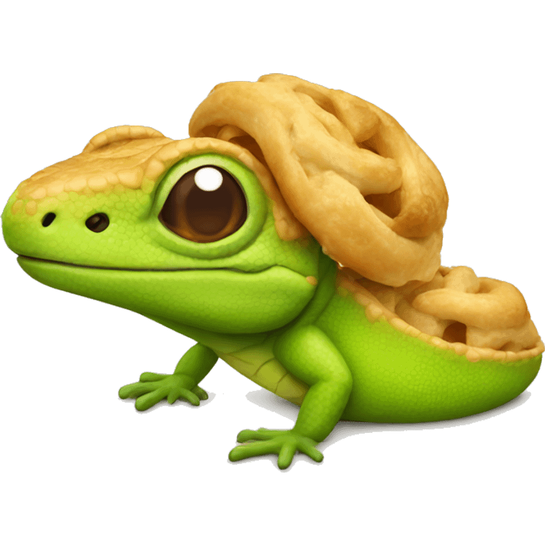 Lizard with pastry emoji