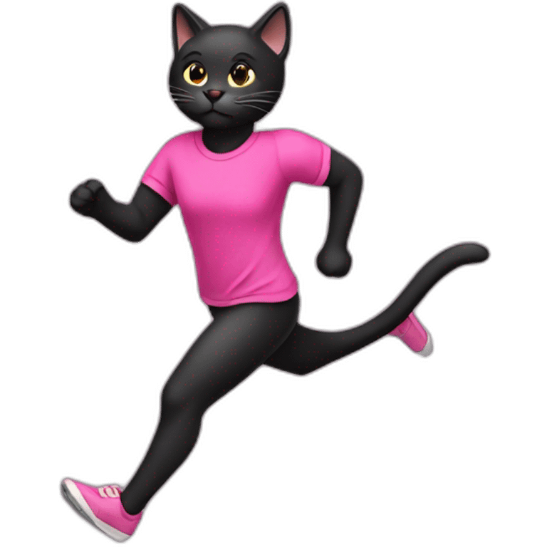 black cat with-pink-shirt running emoji