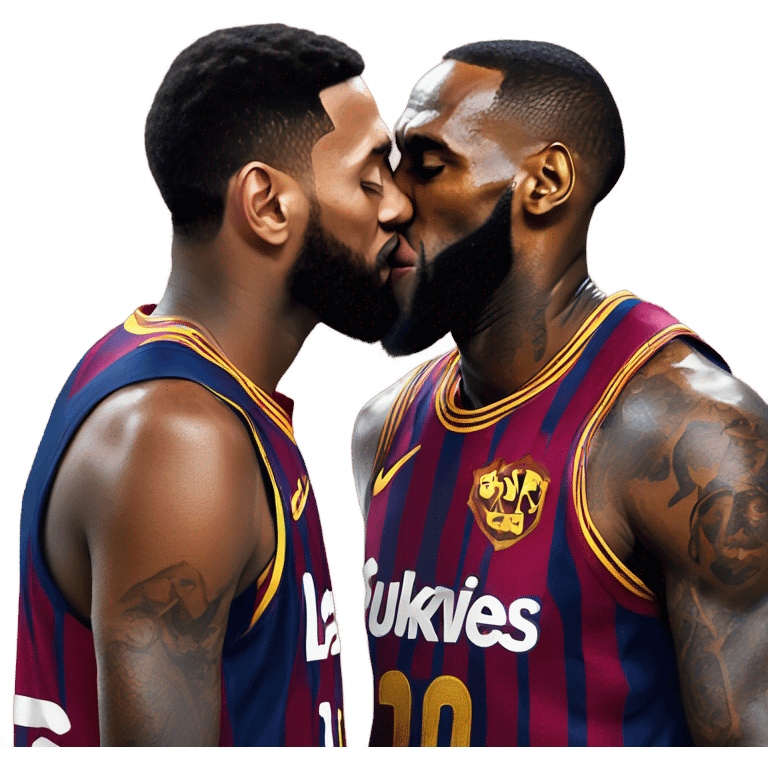 Messi kissing LeBron James emoji