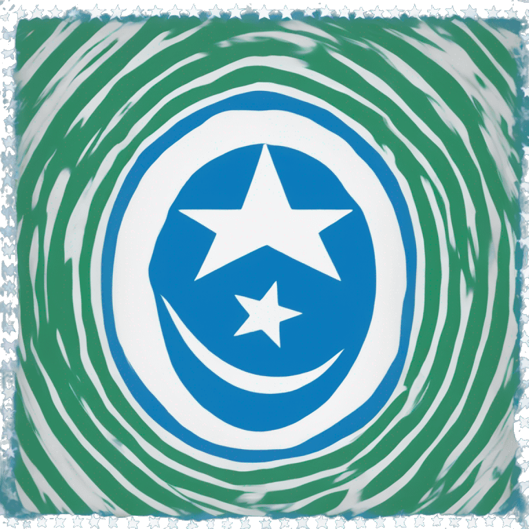 Create an emoji of the Iraqi Turkmen flag with two horizontal stripes (top blue, bottom white) and a central white crescent and star. emoji