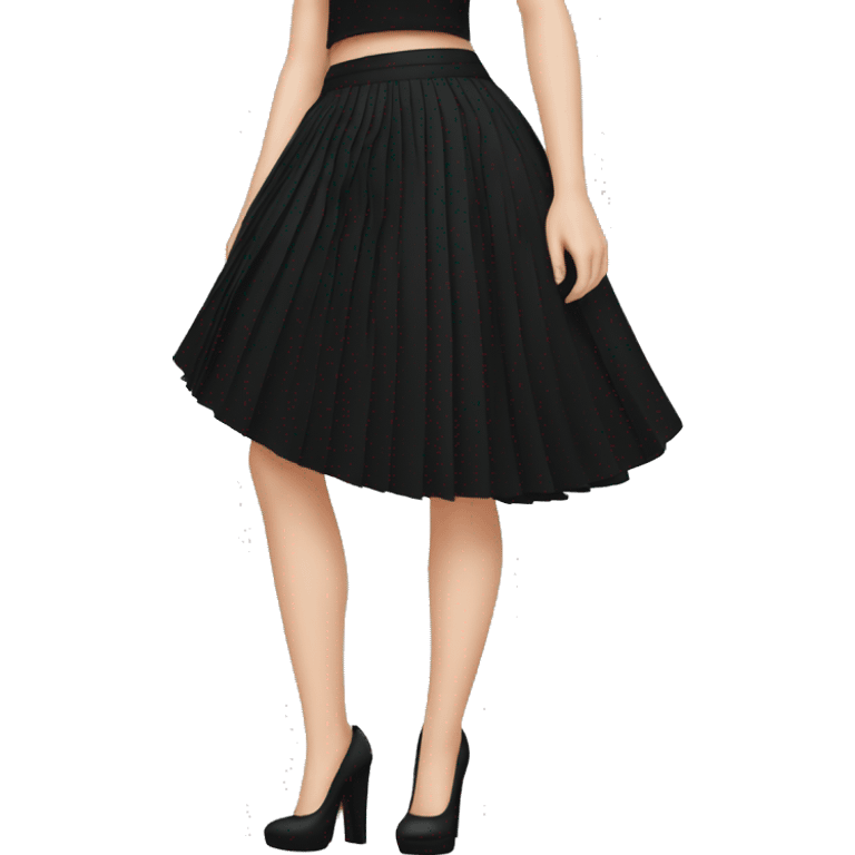 White girl high heels black pleated skirt emoji