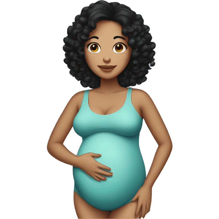 Pregnant woman with black curly hair emoji