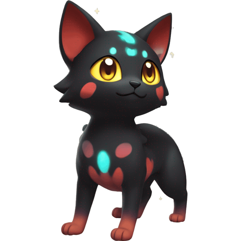 Shiny Sparkly Litten-Umbreon with gradient Nebula-colored markings full body emoji