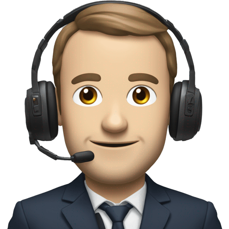 macron qui joue a un jeu avec une manette et un casque emoji