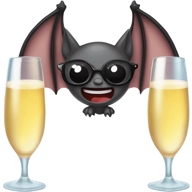 Bat with 2 glasses of champagne emoji