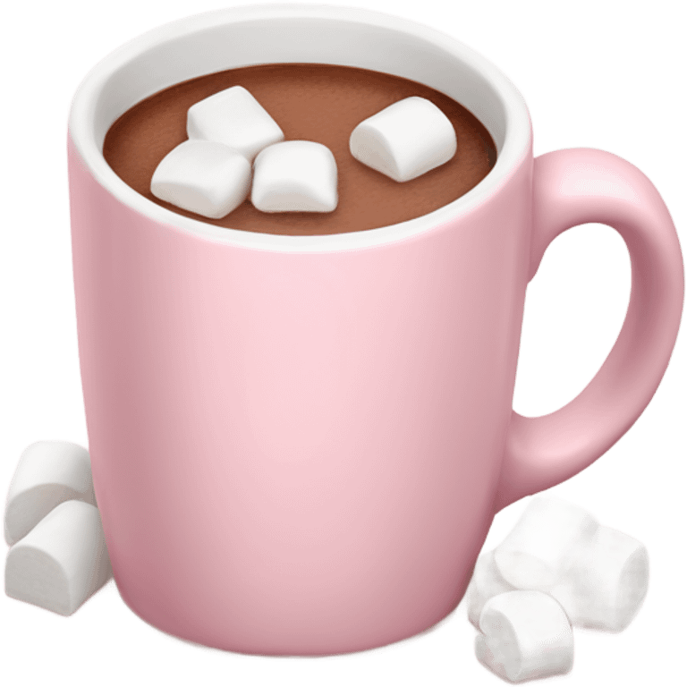 Light Pink mug of hot chocolate with marshmallows  emoji