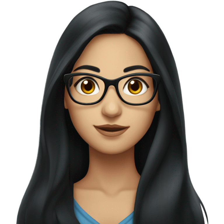 Beautifull argentina girl long black hair with glasses emoji