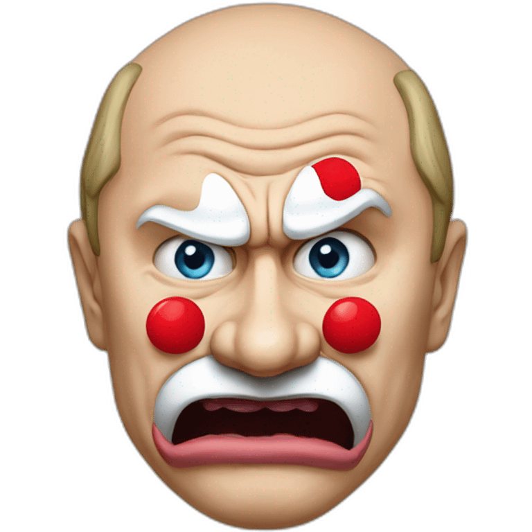 angry putin with a clown's nose emoji