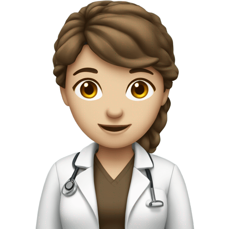 Girl brown hair Medical Student waving bye emoji