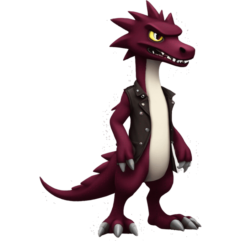 Maroon Edgy Badass Sergal-raptor full-body emoji