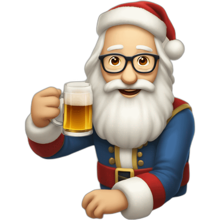 Père Noël qui offre un verre de bière à un enfant emoji