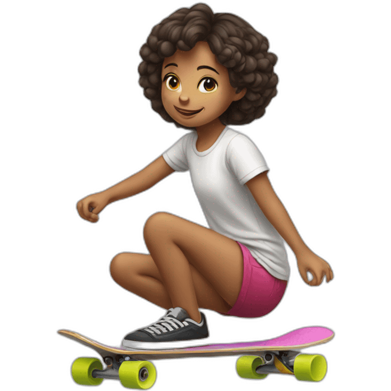 little girl gaming on a skateboard emoji