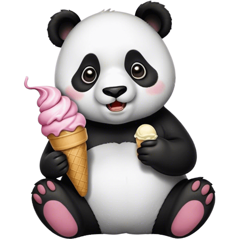 Panda eating ice cream emoji