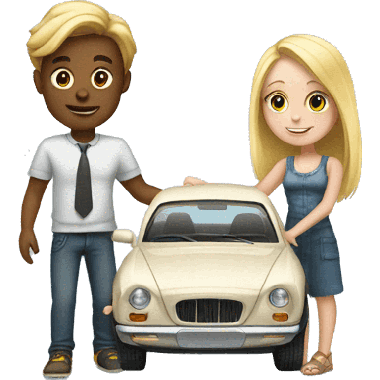 Boy buying blonde girl a car emoji