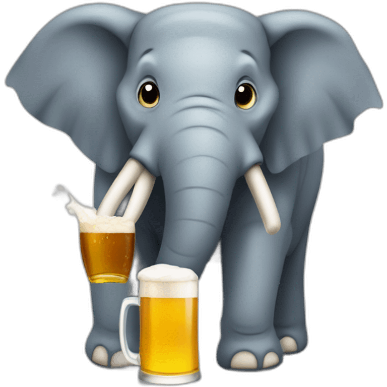 Éléphant qui boit une bière emoji