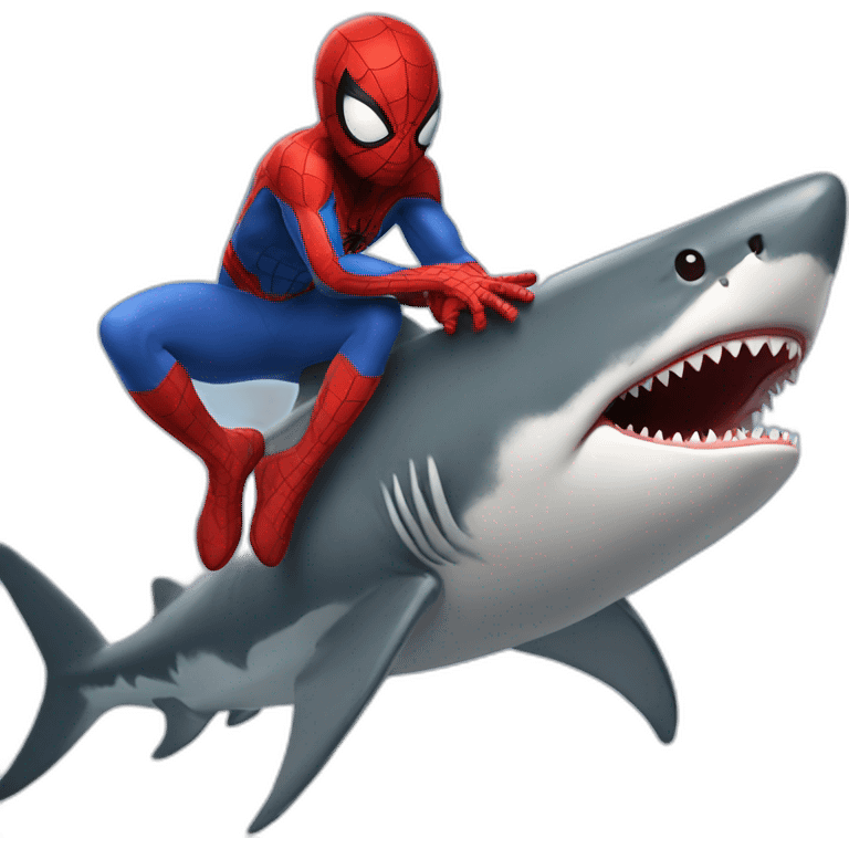 Spider man riding a shark emoji