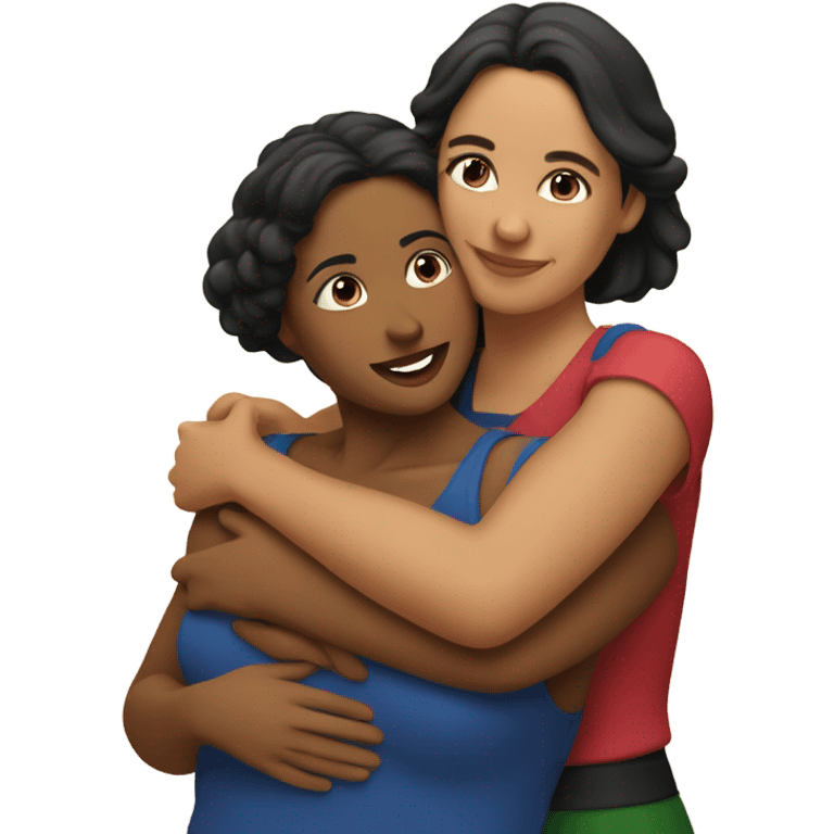 puerto rican woman giving an Italian woman a hug emoji