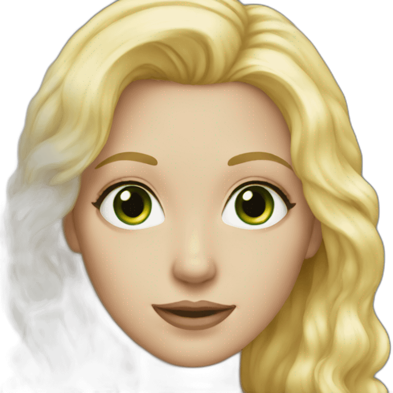 white woman, blonde hair, green eyes, beautiful emoji