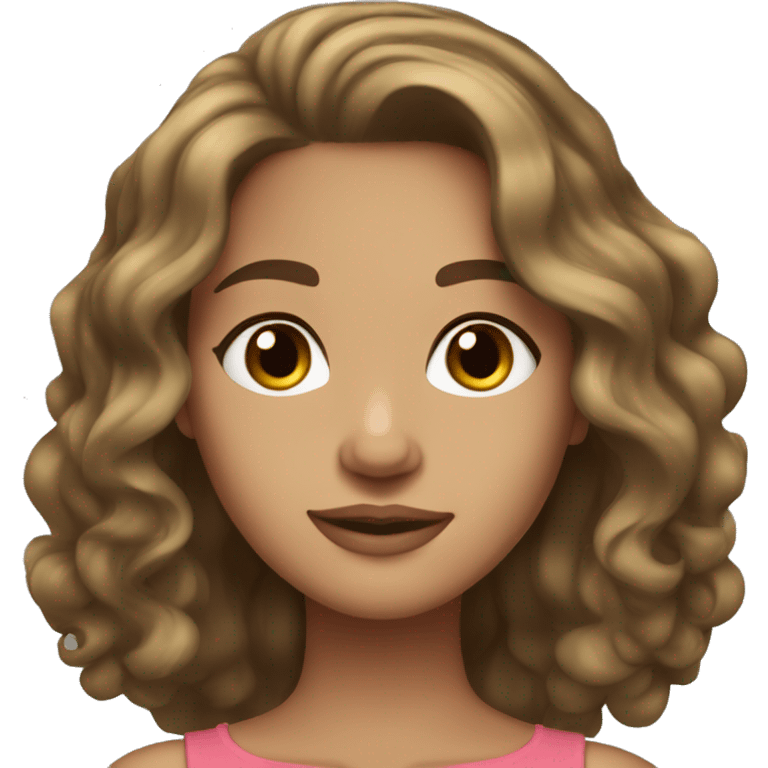 Brunette wavy hair , brown eyes, olive light skin emoji