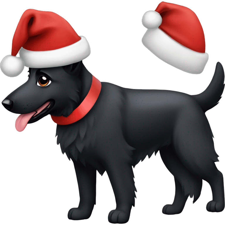 black german shepherd with santa hat emoji