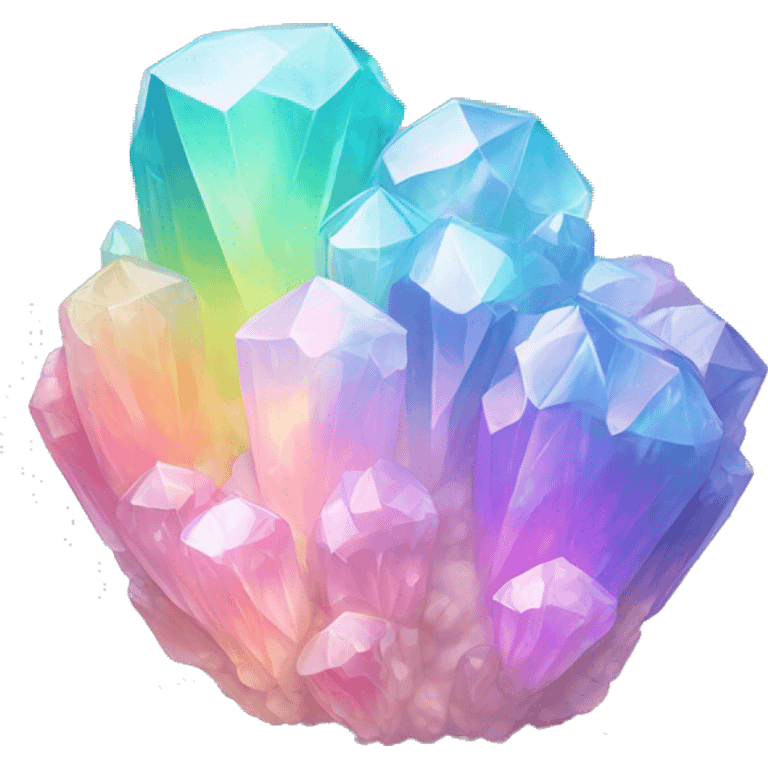 One Pastel iridescent rainbow crystal clusters emoji