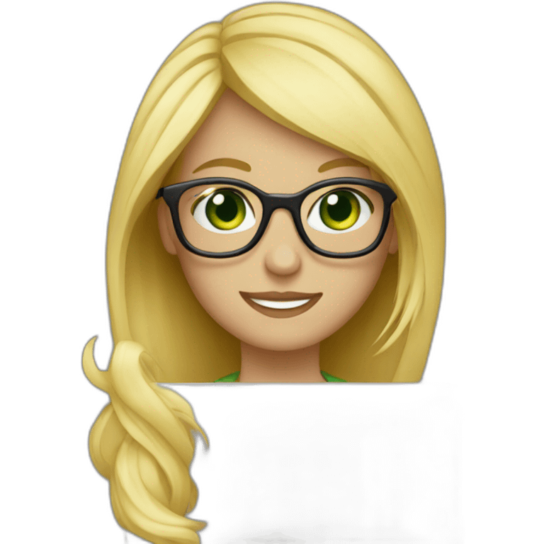 blond with green eyes and glasses with laptop emoji