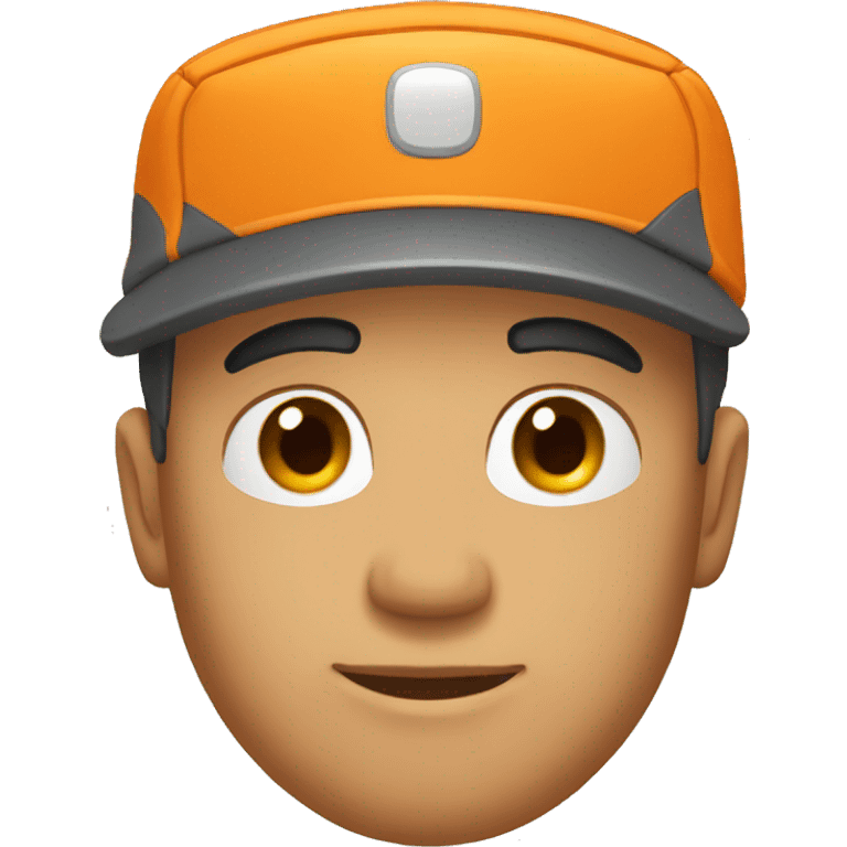 Orange cap with clean shaved face emoji