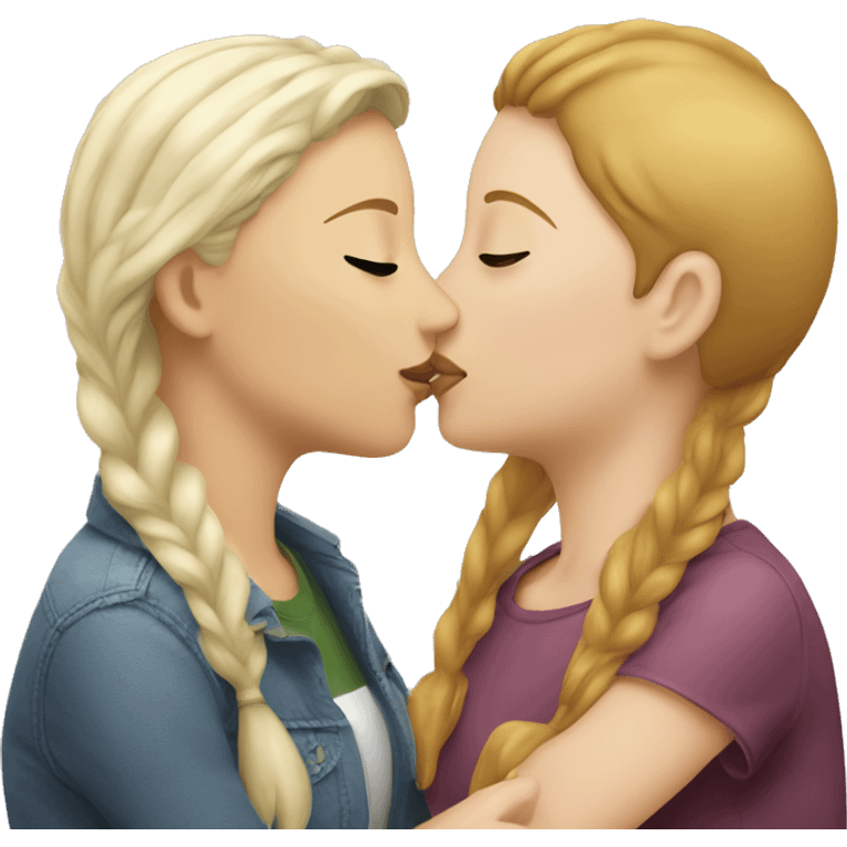 Lesbian girl kissing two white women emoji