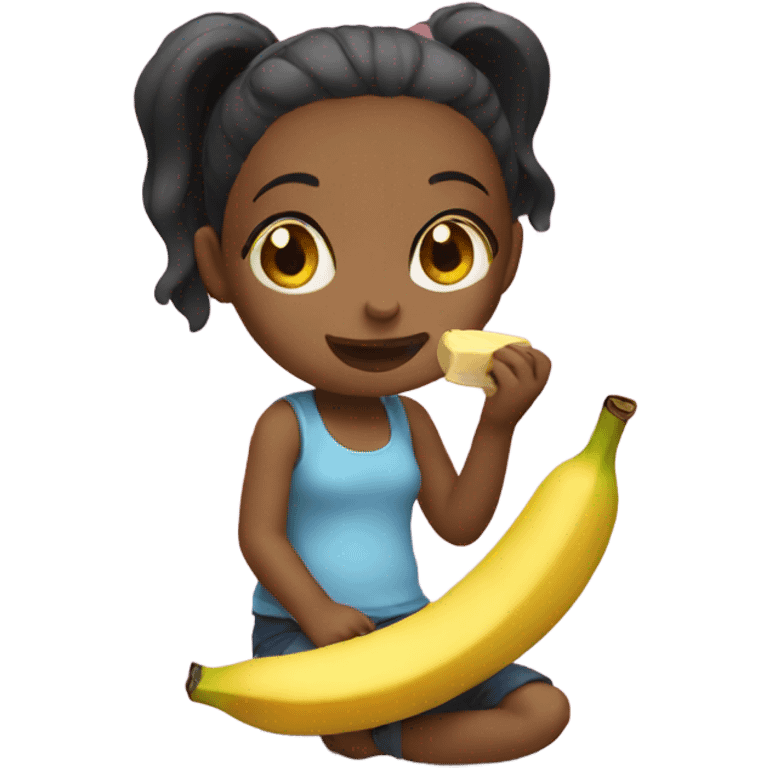 Girl eating banana emoji